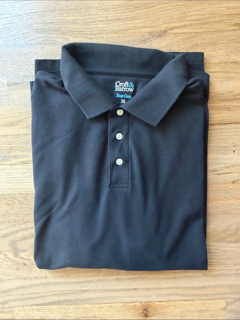 croft & barrow Black Men's Polo Shirt with Three-Button Placket